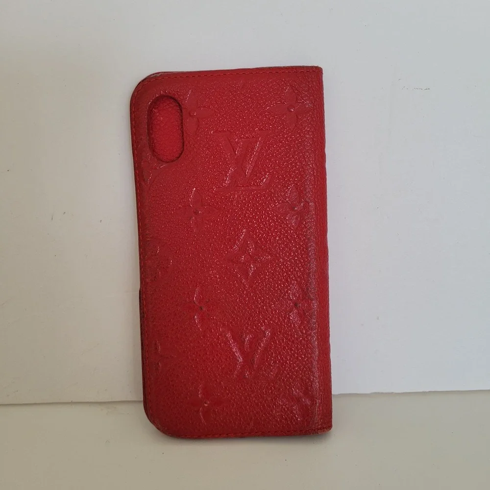 Louis Vuitton Monogram Empreinte iPhone X XS Folio Case Red Leather BC2149